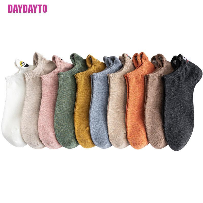 Đôi Vớ Cotton Thêu Hình Biểu Tượng Cảm Xúc Đáng Yêu Dành Cho Nữ