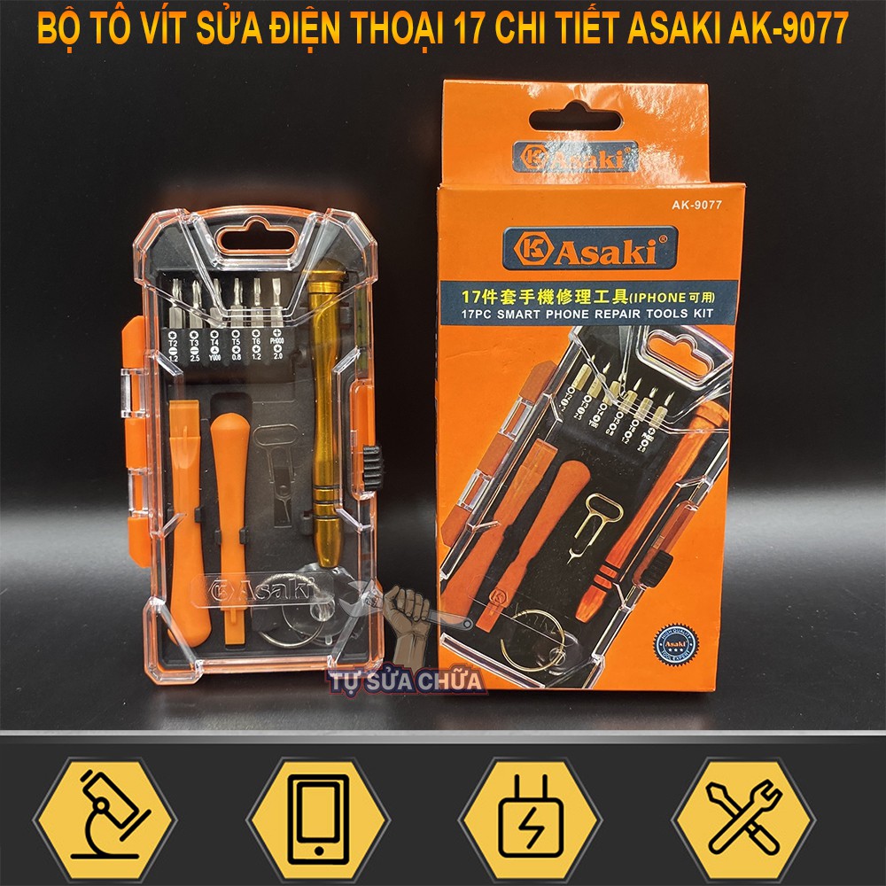 Bộ tô vít sửa điện thoại chuyên dụng ASAKI AK-9077