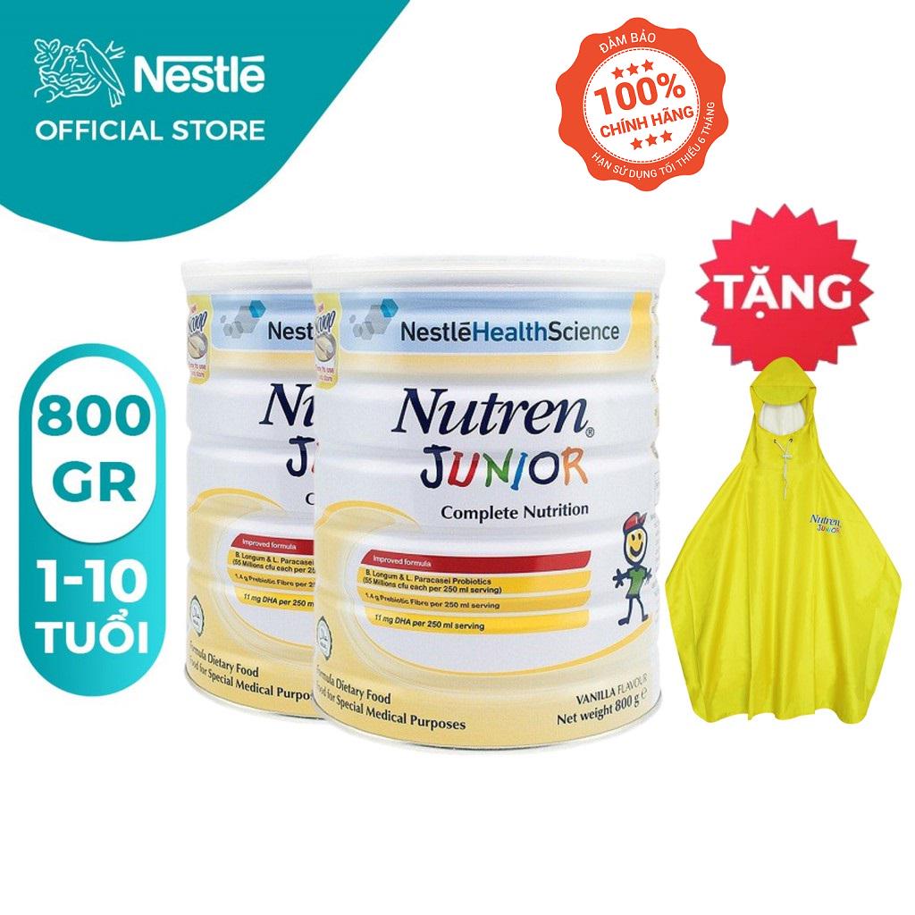 [Tặng Áo Mưa Trẻ Em] Bộ 2 Lon Sữa Bột Nestle Nutren Junior 800g/Lon