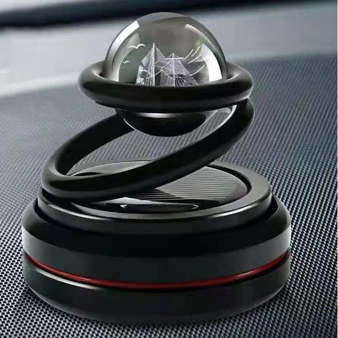 Nước Hoa Xe Hơi Mini Xoay Tròn Sử Dụng Pin Năng Lượng Mặt Trời Tặng Miếng Sáp Thơm - Tinh Dầu Thơm Ô Tô Decoroto Cao Cấp