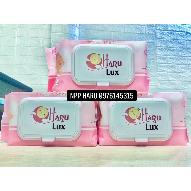 Khăn ướt Haru Lux màu hồng - cao cấp 100 tờ