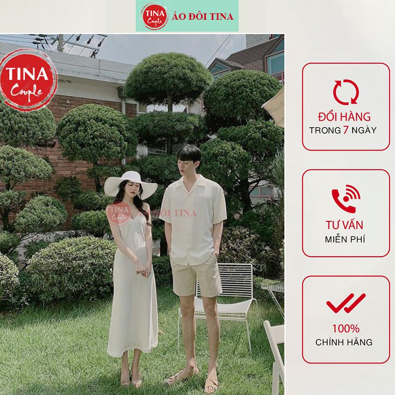Set Áo Váy Đôi Nam Nữ Du Lịch Chụp Ảnh Cưới Màu Trắng 2 Dây Gợi Cảm