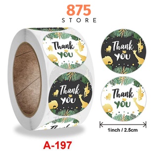 CUỘN 500 NHÃN STICKER CẢM ƠN MÀU SẮC HÌNH THÚ ĐÁNG YÊU SIÊU RẺ (MÃ A197)