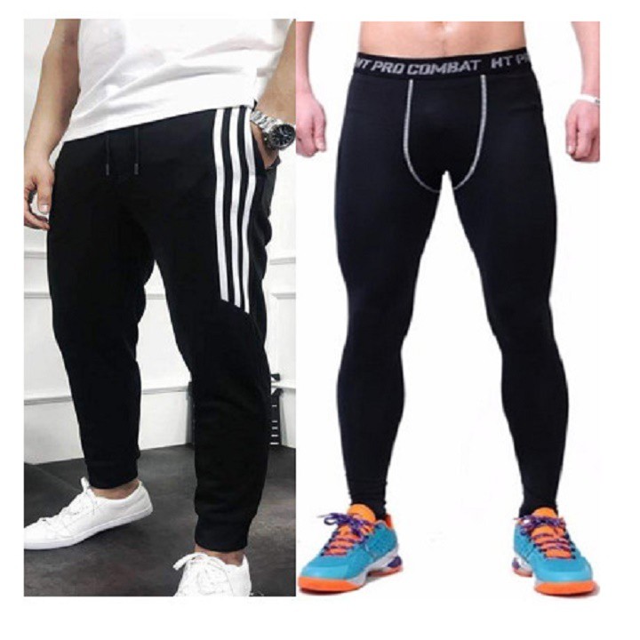 combo quần nỉ nam, quần thể thao, quần jogger + quần giữ nhiệt, quần pro combat