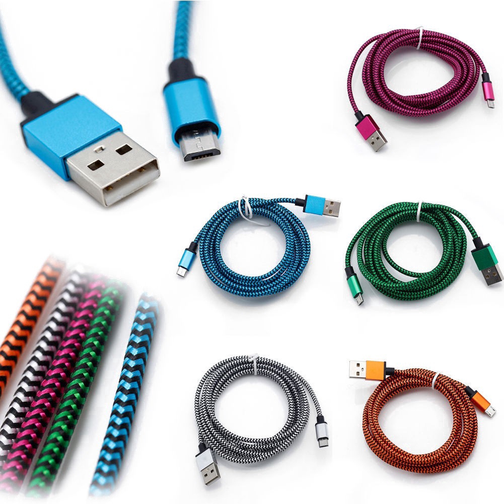 Dây cáp sạc nhanh tích hợp dữ liệu cổng micro USB sợi bện thời trang tiện lợi