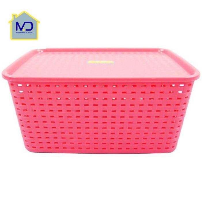 (hot)(  Combo 2 rổ )nhựa đan phong cách hàn quốc size trung (M) .
