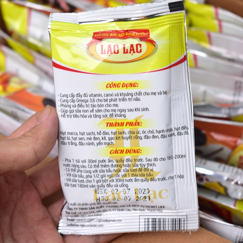 Ngũ cốc bầu Lạc Lạc 600g (30 gói) dòng sản phẩm cao cấp dinh dưỡng với 18 loại hạt