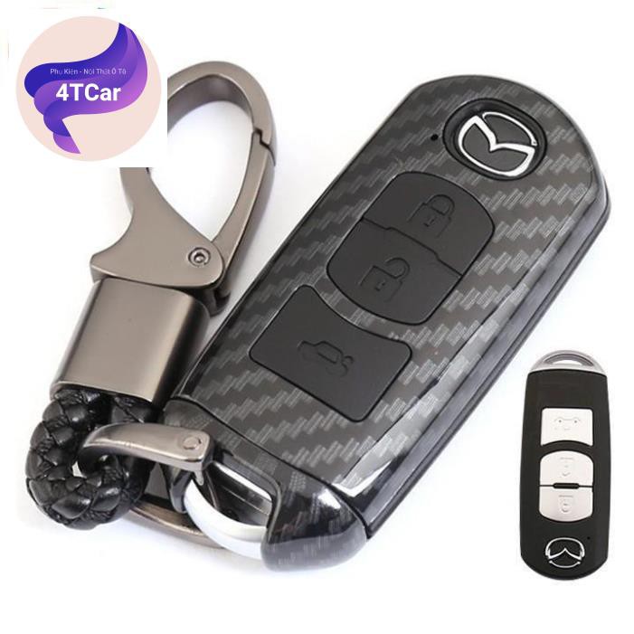 Ốp bảo vệ chìa khóa xe Mazda 3 nút carbon PKXH-01