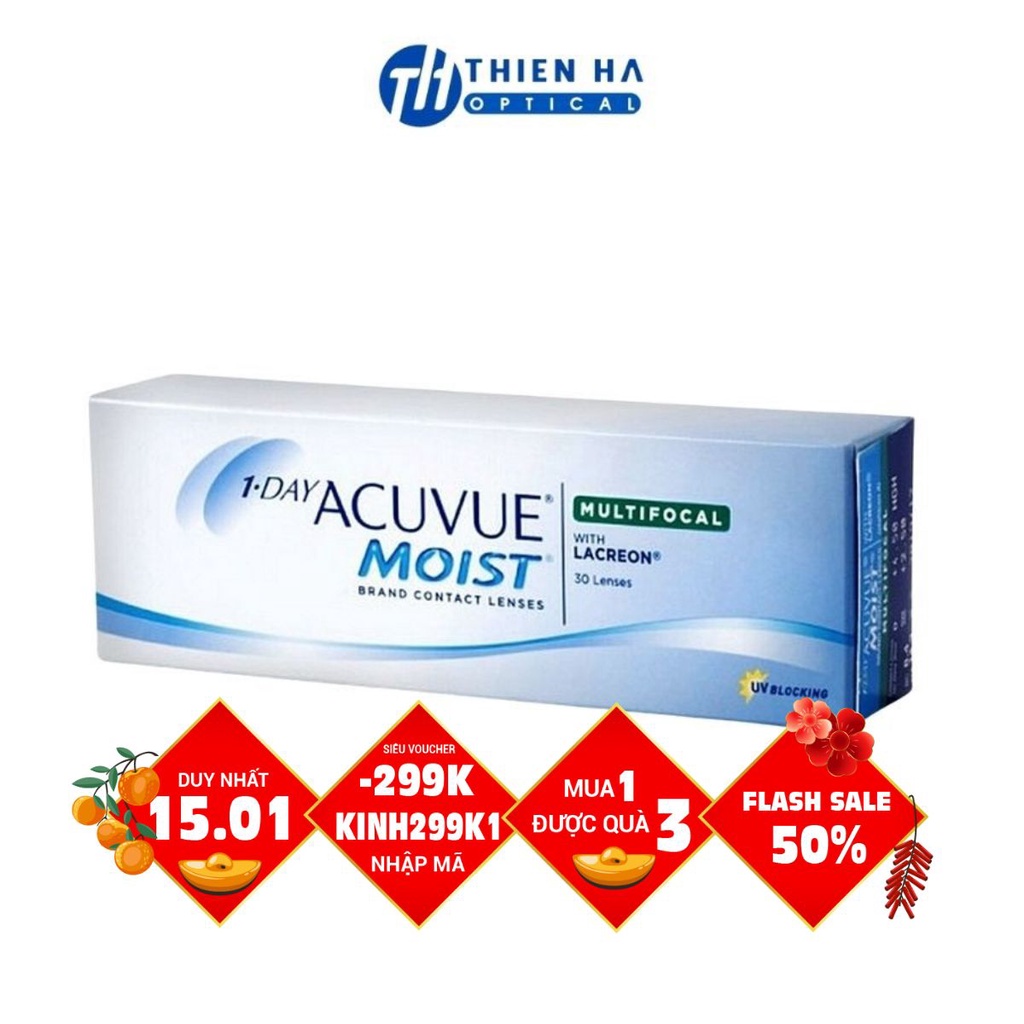 Kính áp tròng Thiên Hà Optical 1 ngày không màu loạn thị Acuvue - Mỹ độ ẩm cao kháng khuẩn mát mắt độ cận đến 12 độ