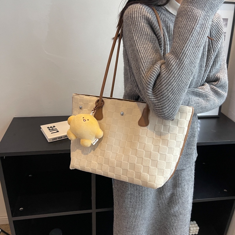 Túi Đeo Vai Sức Chứa Lớn Họa Tiết Sọc Caro Thời Trang Cho Nữ