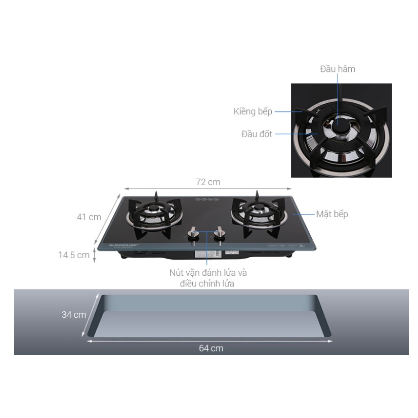 Bếp ga âm Sunhouse SHB5548MT - Hàng mới