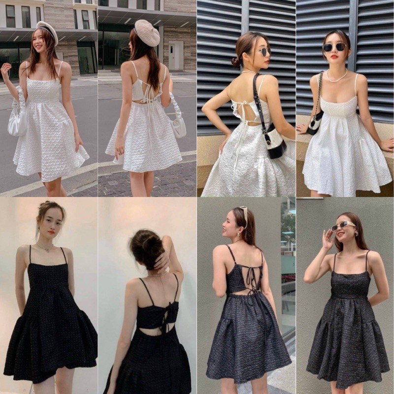 Đầm Xinh hai dây SWAN DRESS thiết kế cao cấp tinh tế chất vải Tapta dày dặn sau lưng đan dây xoè nhẹ phần đuôi