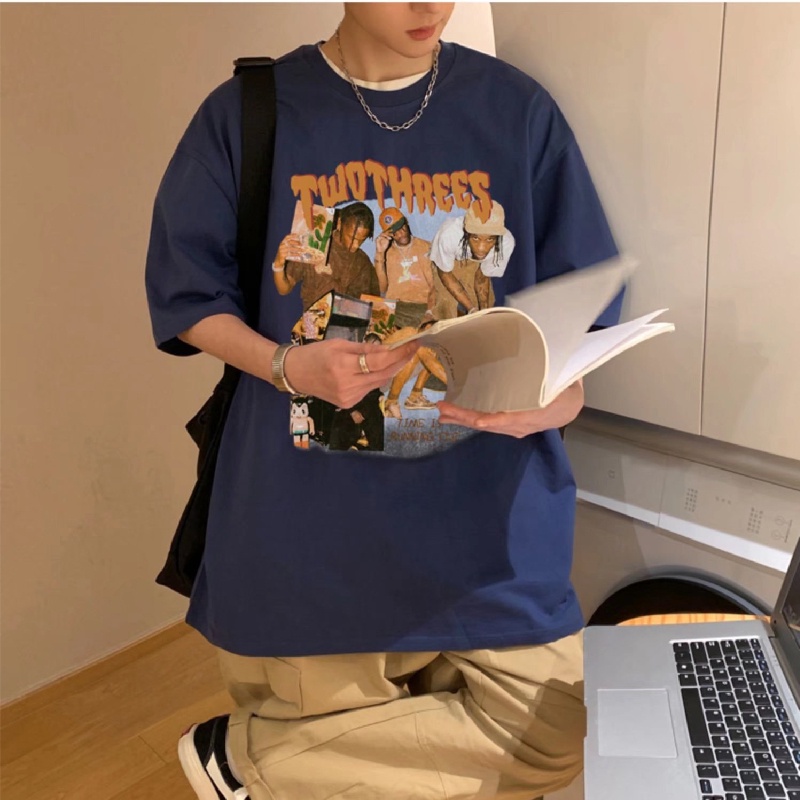 Áo Thun Mùa Hè Dáng Rộng In Chữ Phong Cách Hip Hop Hàn Quốc Cho Nam Giới Có size M-5XL