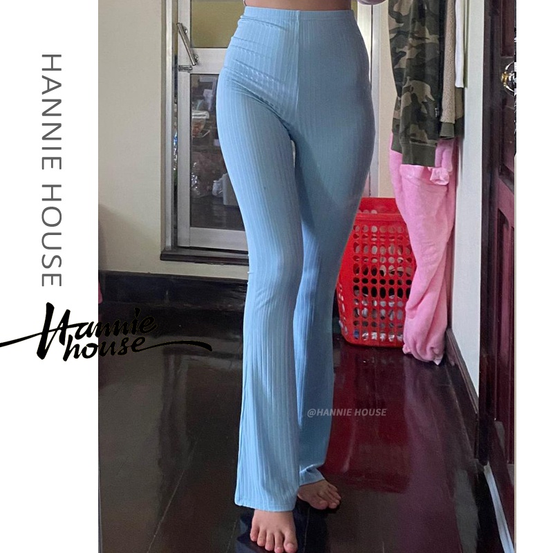 Quần Dài Ống Loe Lưng Cao Màu Trơn Gợi Cảm Cho Nữ