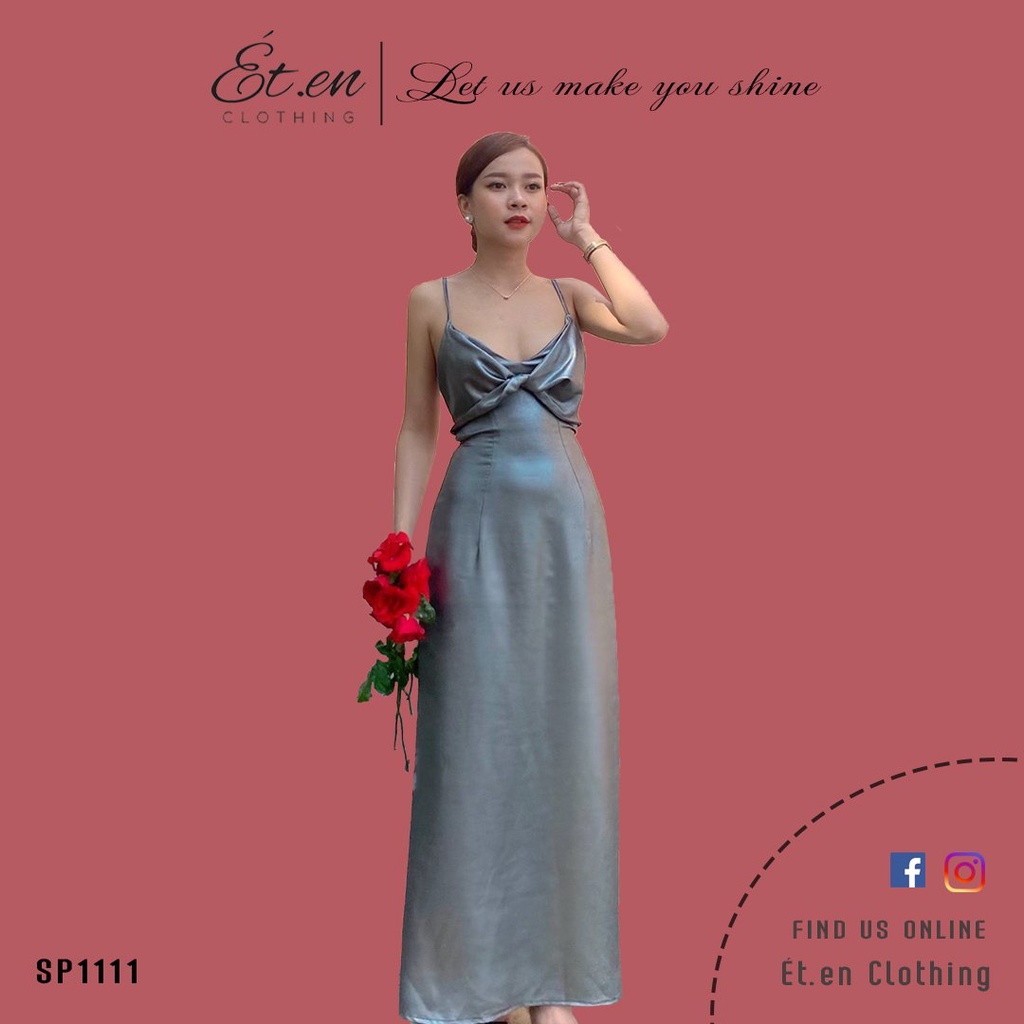 Đầm dài đan dây lưng nhũ bạc ÉT.EN SP1111