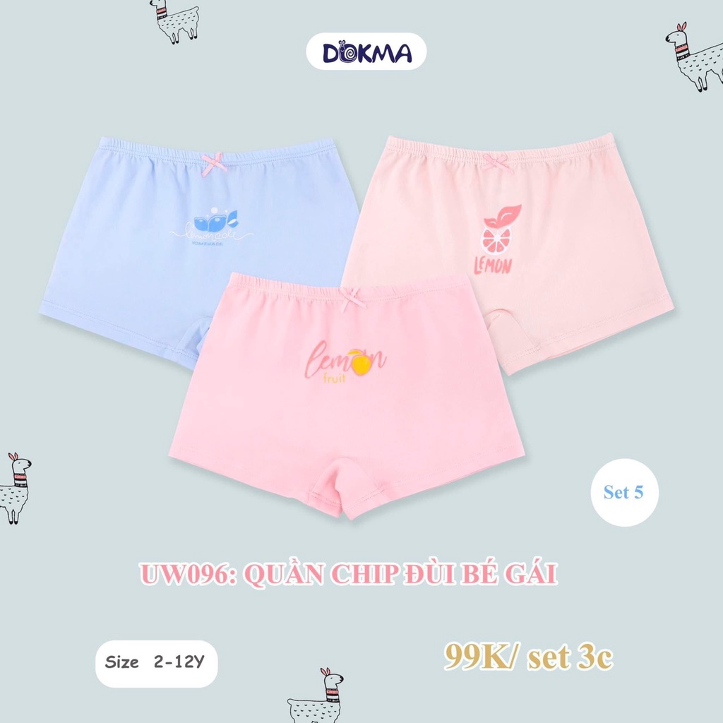 Set 3 quần chip bé gái DOKMA - Chip đùi bé gái made in Viet Nam