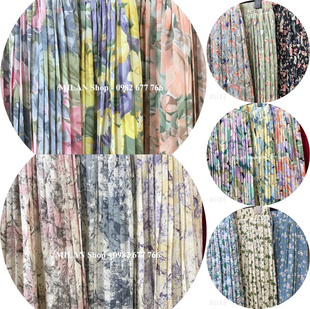 Chân váy xếp ly voan hoa dáng dài midi siêu xinh. | BigBuy360 - bigbuy360.vn