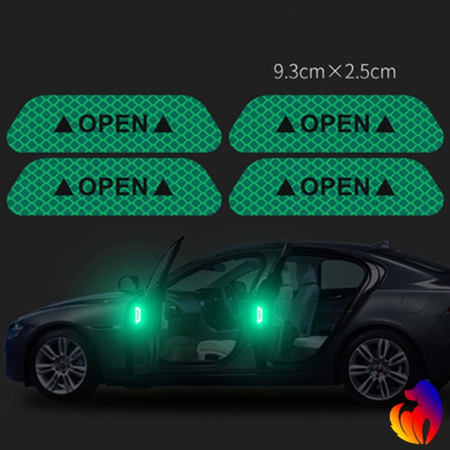 Blackhole 4PCS Auto Car Door OPEN Sticker Reflective Tape Safety Warning Decal Scratchproof Prevent-bump