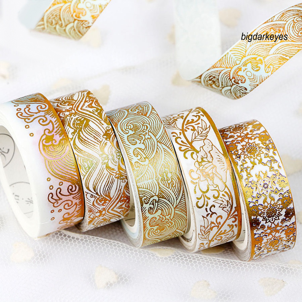 Nyt- Băng Dính Giấy Washi Lá Vàng Kim Tuyến Trang Trí Thủ Công Phong Cách Trung Quốc