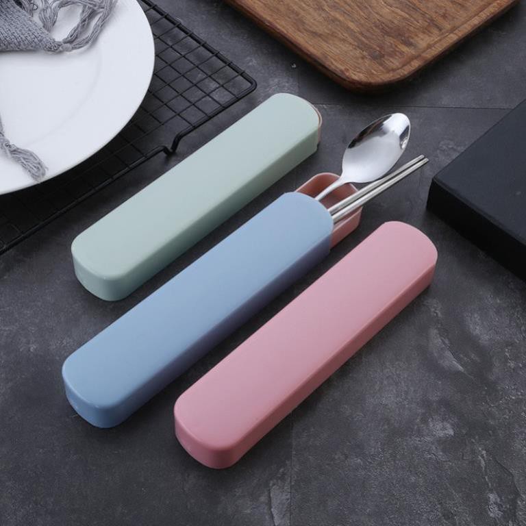 Bộ Muỗng Đũa Nĩa Thìa Inox 304 Cá Nhân Cơm Trưa Văn Phòng Dã Ngoại Phủ Bóng Sang Trọng MD2