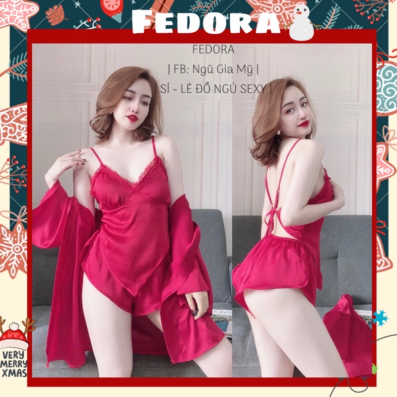 Đồ ngủ sexy ❤️Freeship❤️Combo 3 món siu hot , áo choàng kèm dây+áo yếm+quần sexy freesize 40-58kg