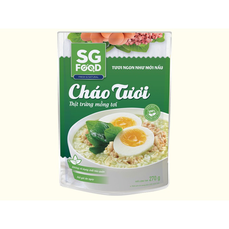 Cháo tươi thịt trứng mồng tơi 240g