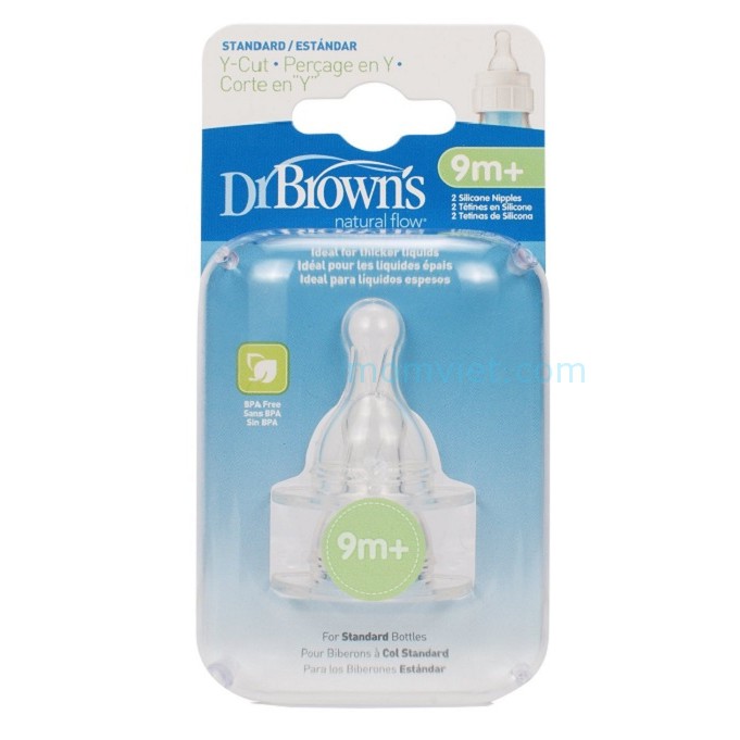 [Chính Hãng] HỘP 2 NÚM TY SILICONE DR.BROWN'S CỔ THƯỜNG LEVEL 1-2-3-4- ycut (núm ti cổ hẹp)