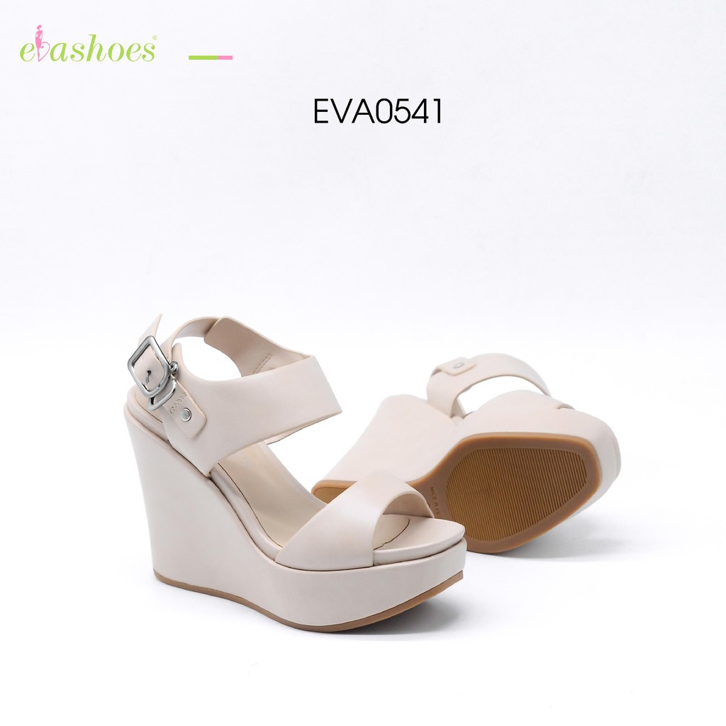 [Mã LT50 giảm 50k đơn 250k] Sandal Đế Xuồng Quai Ngang Da Tổng Hợp 12cm Evashoes