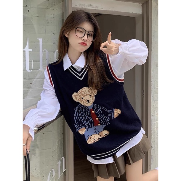 {săn sale - taobao} Áo gile gấu dáng rộng