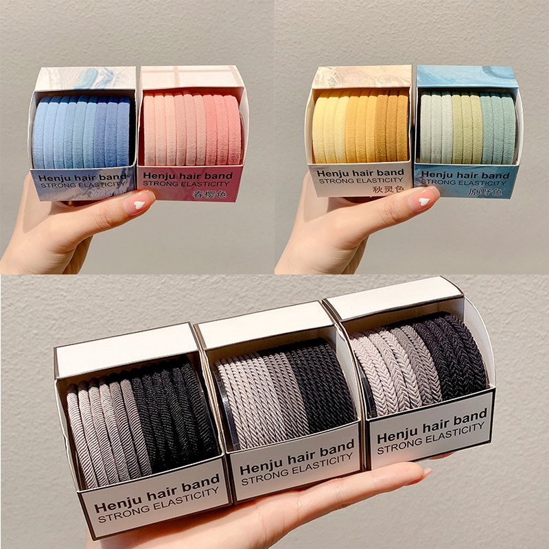 Set 10 Dây Cột Tóc Co Giãn Đơn Giản Thời Trang Hàn Quốc Mới