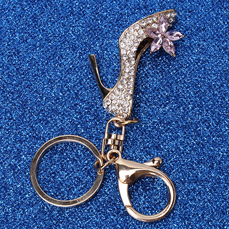 Móc khóa hình giày cao gót đính đá thời trang