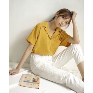 JANET STUDIO • (SALE 50%) Áo cổ đăng tông vàng