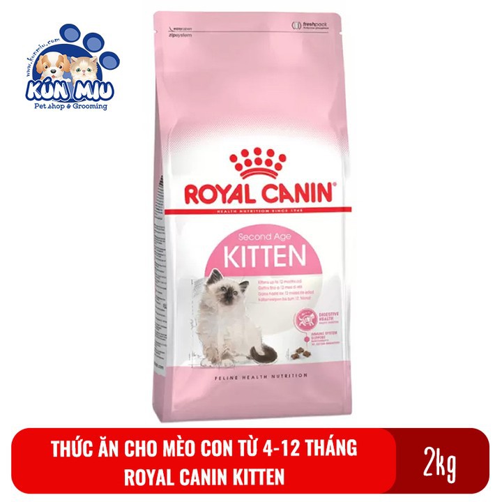 (1kg chia) Thức ăn cho mèo con từ 4 đến 12 tháng tuổi Royal Canin Kitten túi zip 1kg