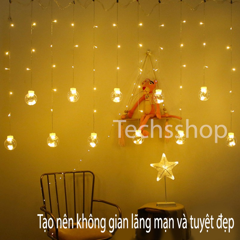 Dây Đèn Led 12 Bóng Tròn Chiều Dài 3M Sử Dụng Điện 220V Trang Trí Cửa Hàng Quán Cà Phê Cho Mùa Noel Tết 2021