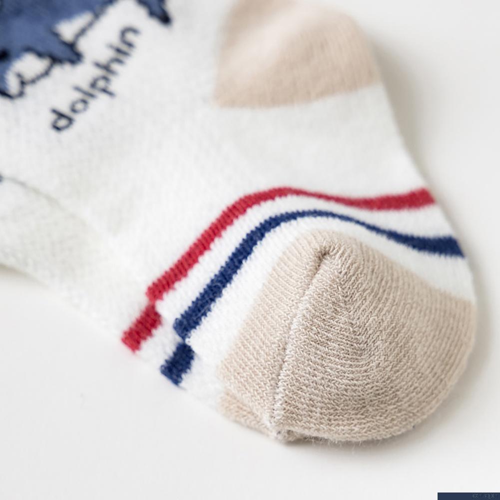 Set 5 đôi tất cotton mềm mại thoáng khí in họa tiết hoạt hình dễ thương cho bé 1-8 tuổi