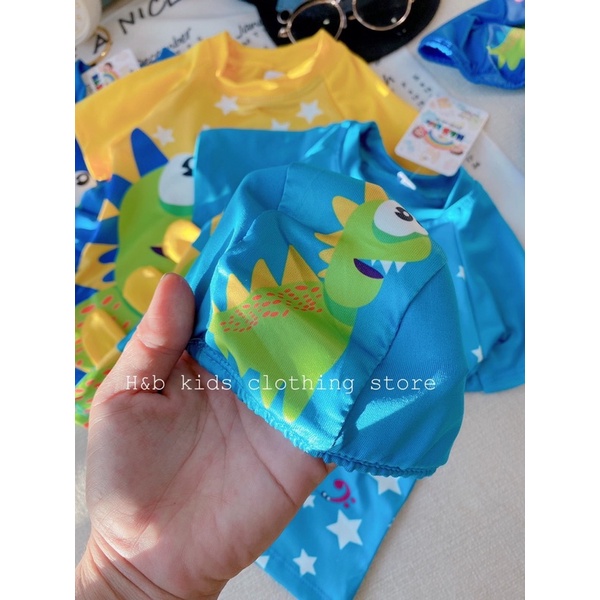 Bộ bơi khủng long nốt nhạc kèm mũ cho bé trai