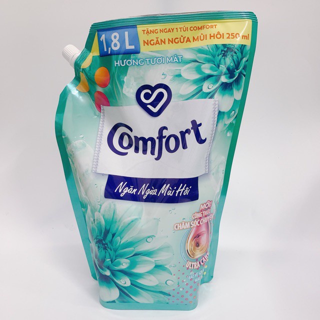 Nước xả vải Comfort Ngăn ngừa mùi hôi Hương Tươi Mát Túi 1.8L