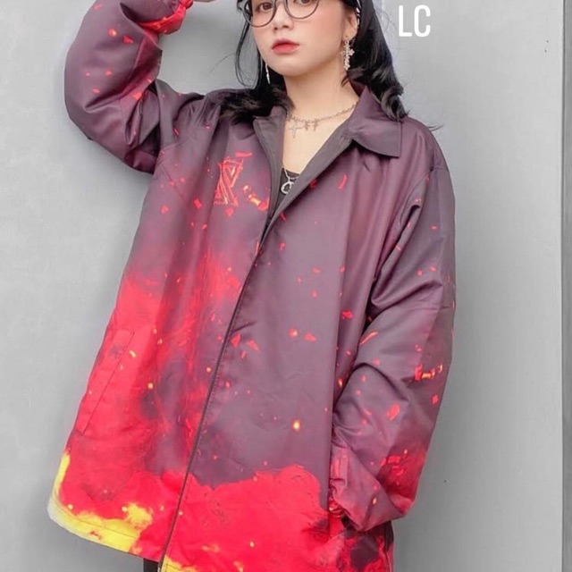 Khoác gió free size in hình lửa bao ngầu
