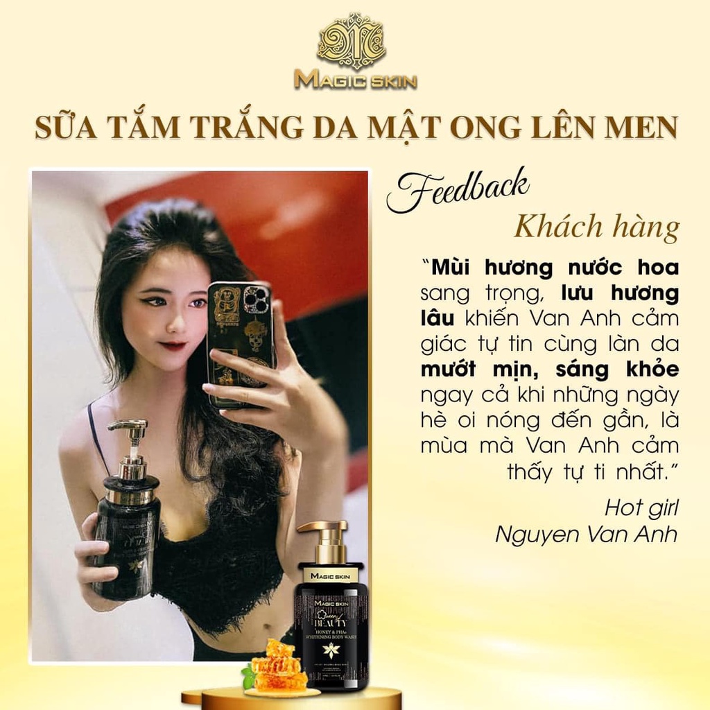 Sữa tắm dưỡng trắng Magic Skin chiết xuất mật ong và nước hoa 400ml