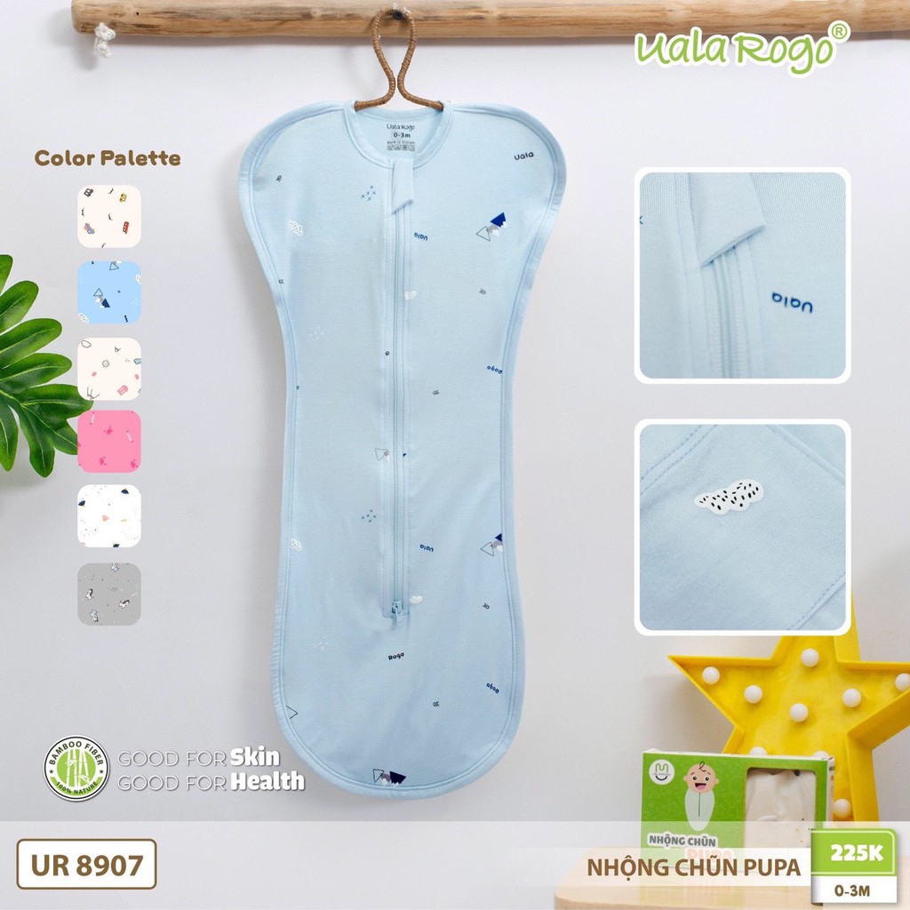 [Chính hãng] Nhộng chũn pupa họa tiết vải sợi tre cao cấp trẻ em Uala Rogo