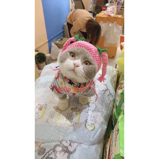 Nón len cho thú cưng NÓN 2 CHÙM CỘT CAO handmade cho PET chó, mèo,. thỏ, chuột ú.....