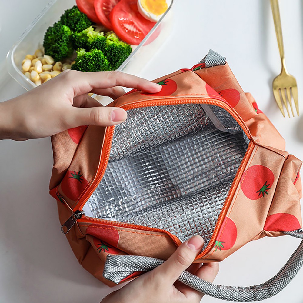 Túi đựng cơm trưa cách nhiệt (Vải oxford họa tiết trái cây phong cách nhật bản) | BigBuy360 - bigbuy360.vn
