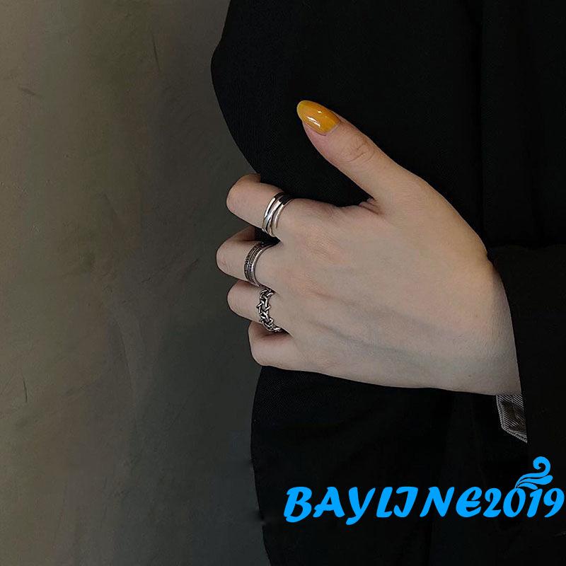 Bộ nhẫn bạc thiết kế sáng tạo thời trang cho nam và nữ