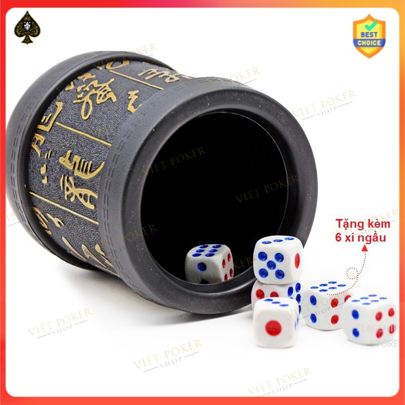 Combo Hộp  lắc xí ngầu da Beer Club + 6 viên xúc xắc 6 mặt