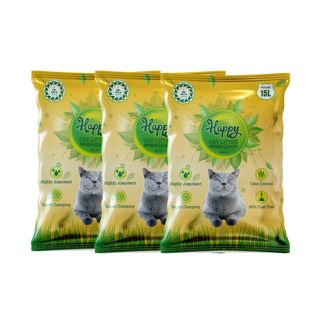 Cát vệ sinh Happy Cat 15L siêu khử mùi và kháng khuẩn (Vàng) (7.6kg)