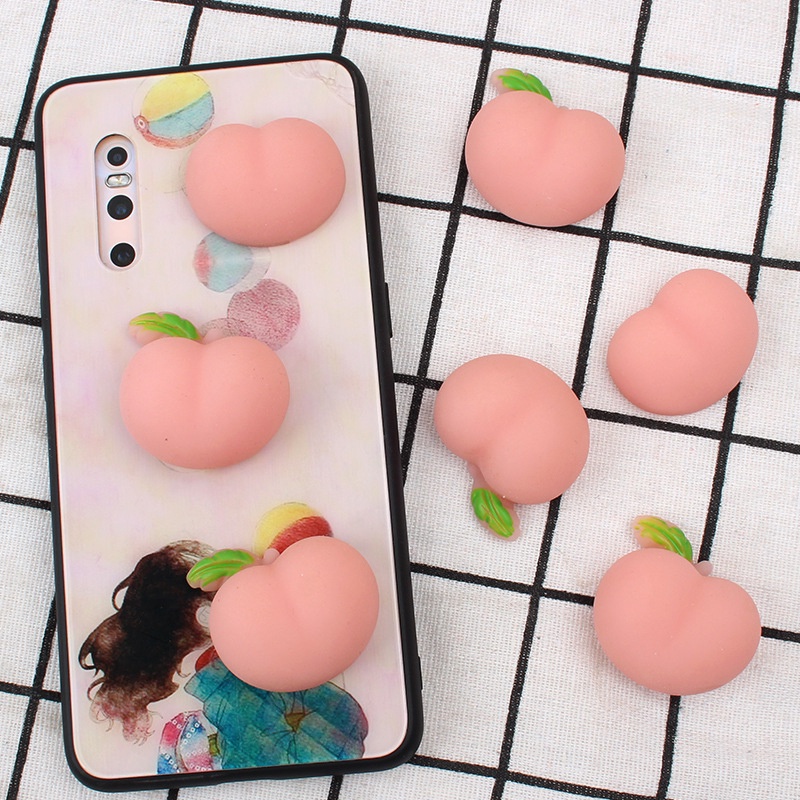 Siêu dễ thương Silicone màu hồng đào Đồ chơi Bóp dành cho Người lớn Trẻ em Căng thẳng Giảm căng thẳng Đồ chơi Thần tài Giải nén Trang trí Thiết bị