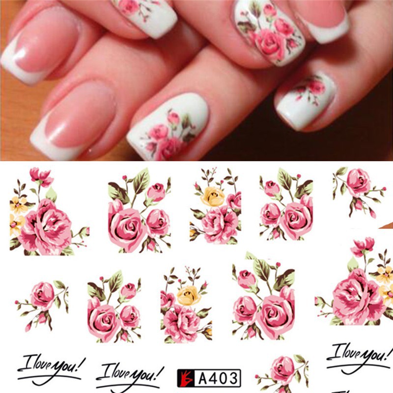 Hình dán móng họa tiết hoa hồng sang trọng cho nữ