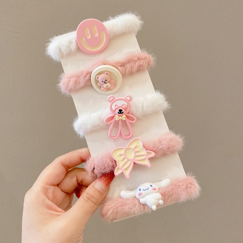 SET 05 Dây Buộc Tóc HGVN Lông Nhung Đính Charm Hoạt Hình