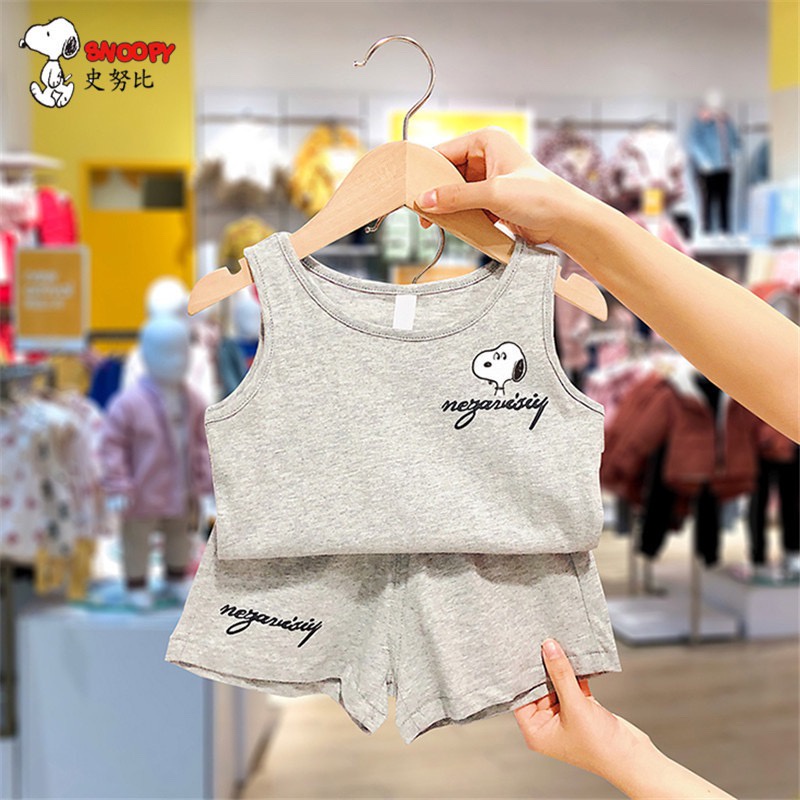 Đồ Bộ Ba Lỗ Bé Trai Bé Gái Mặc Đều Xinh, Bộ Sát Nách In Hình Chó Snopy Cực Xinh Chất Cotton Cho Bé Từ 7-28kg