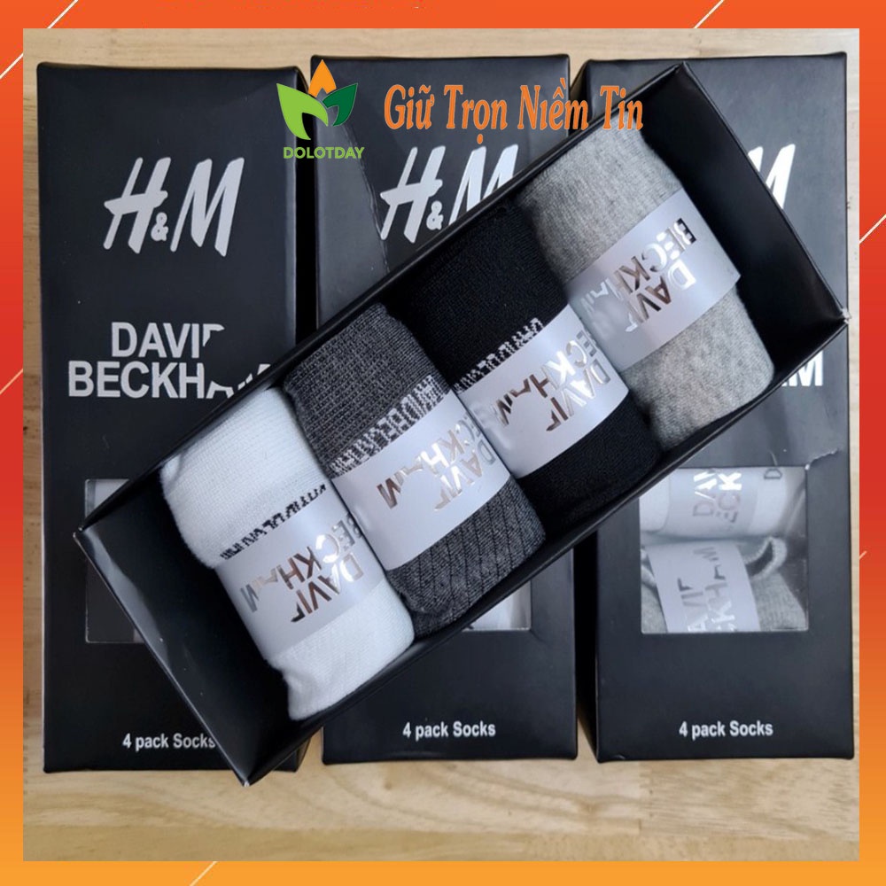HỘP tất nam cổ ngắn ,vớ cổ ngắn nam Davi beckham (4 đôi) chất cotton siêu đẹp TATNAM02